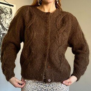 SOLD VINTAGE MOCHA BROWN MOHAIR CARDIGAN